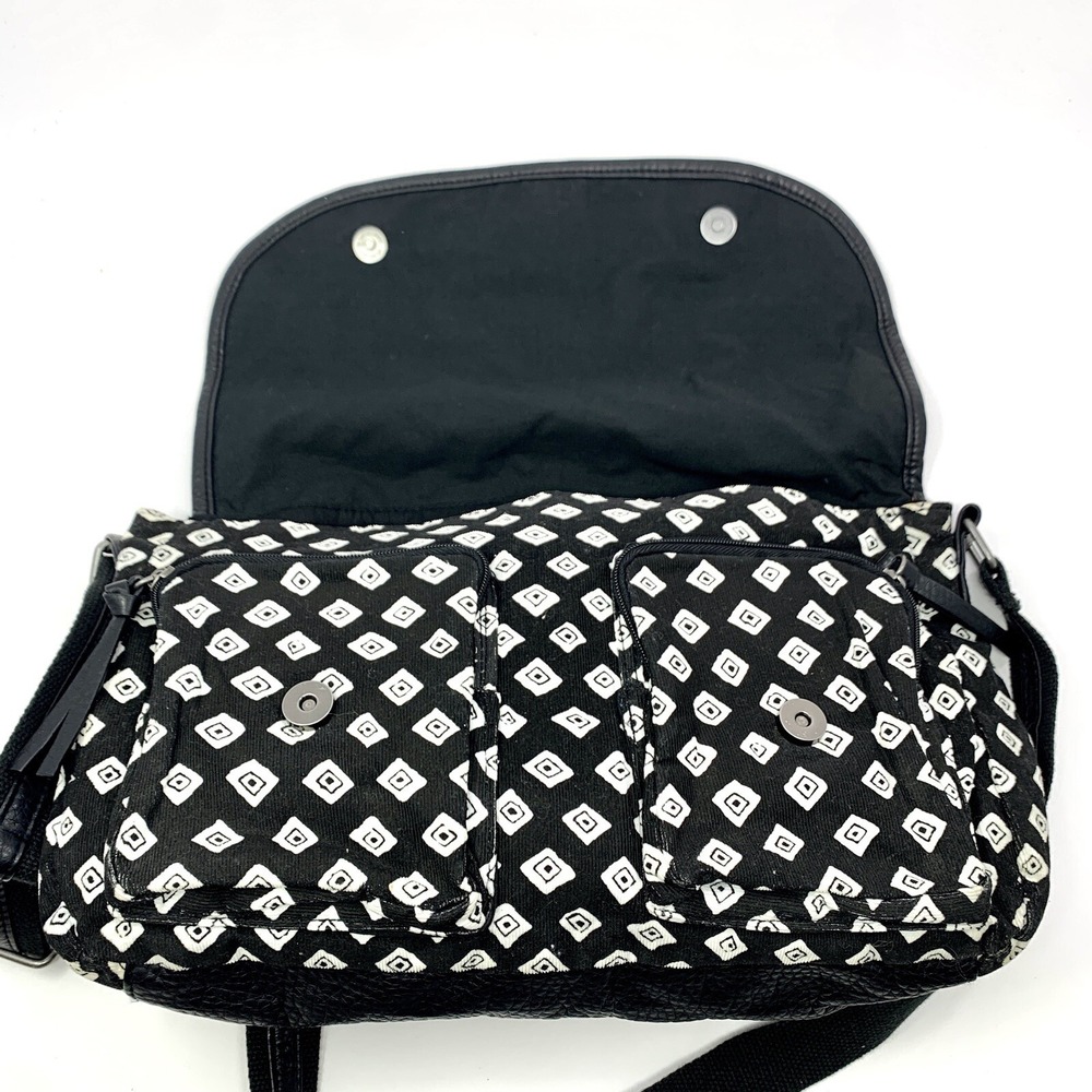 Volcom Cruz Messenger Shoulder Bag Purse Black & White Diamond Corduroy - Picture 6 of 16